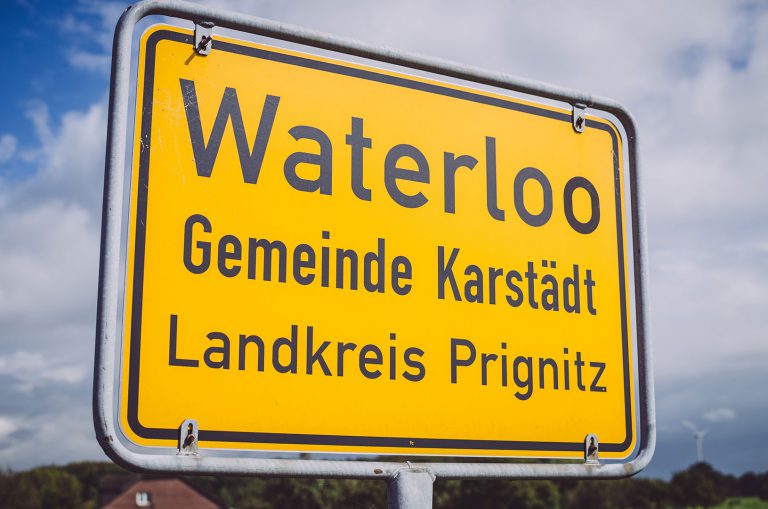 Ortseingangsschild von Waterloo (Karstädt, Brandenburg)