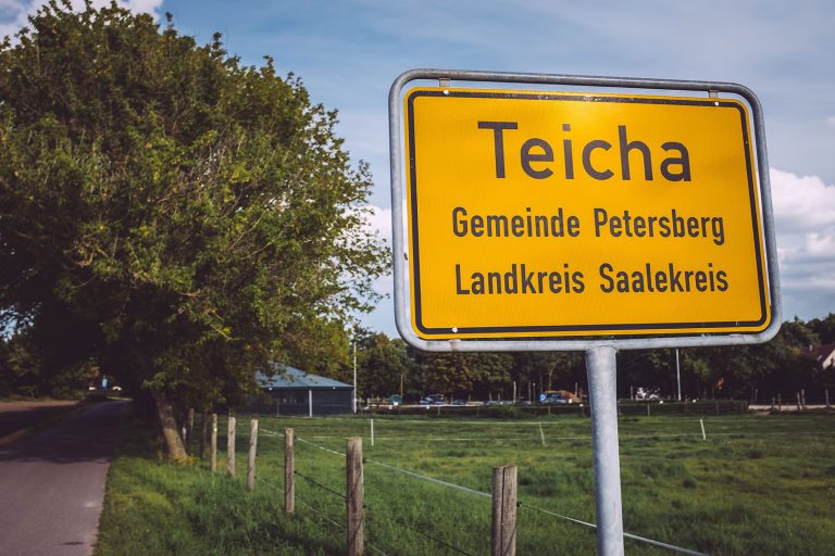 Ortsschild Teicha (Petersberg, Sachsen-Anhalt)